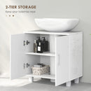 HOMCOM Freestanding Bathroom High Gloss Under Sink Cabinet, White