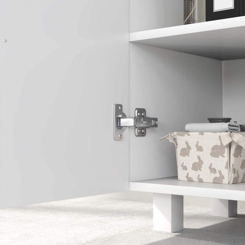 HOMCOM Freestanding Bathroom High Gloss Under Sink Cabinet, White