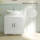 HOMCOM Freestanding Bathroom High Gloss Under Sink Cabinet, White