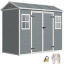 Outsunny 8 X 4 Ft Resin Garden Shed With Floor, Lockable Doors, Light Grey