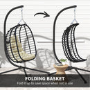 Outsunny Rattan Hanging Egg Chair w/ Stand, Cushion, Headrest