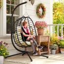 Outsunny Rattan Hanging Egg Chair w/ Stand, Cushion, Headrest