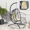 Outsunny Rattan Hanging Egg Chair w/ Stand, Cushion, Headrest