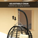 Outsunny Rattan Hanging Egg Chair w/ Stand, Cushion, Headrest