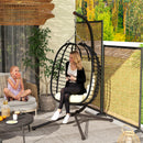 Outsunny Rattan Hanging Egg Chair w/ Stand, Cushion, Headrest