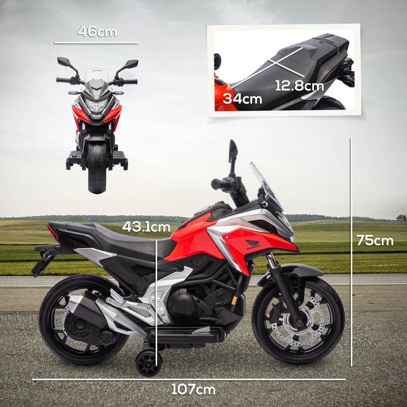 AIYAPLAY Honda Licensed 12V Kids Electric Motorbike W/ Music Headlights