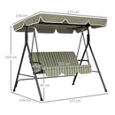 Outsunny Outdoor 3-person Metal Porch Swing Chair Bench Canopy Green