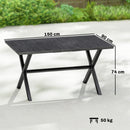 Outsunny Garden Dining Table, Outdoor Table for 6, Wood Effect Top, Black