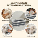 PawHut 27L Dog Bath Tub Foldable Pet Bathtub With Drain Hole Grey