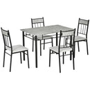 HOMCOM 5 Pieces Dining Room Sets, Kitchen Table And Chairs Set 4 With Marble Top