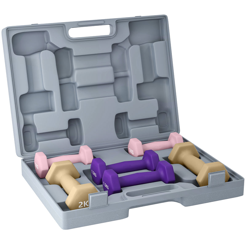 SPORTNOW 9kg Hex Dumbbells Set with Carry Case