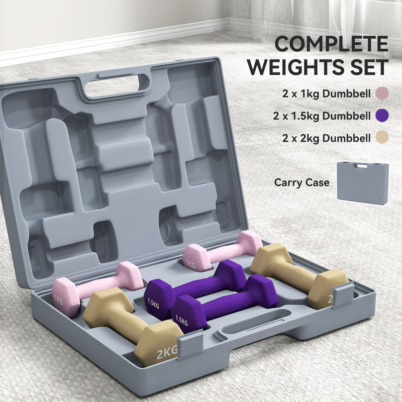 SPORTNOW 9kg Hex Dumbbells Set with Carry Case