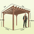 Outsunny 3 x 3 m Wooden Pergola Gazebo Grape Trellis, Maple Wood-effect