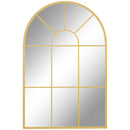 HOMCOM Modern Arched Window Wall Mirror for Bedroom, 91x60cm, Gold Tone