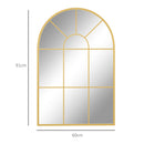 HOMCOM Modern Arched Window Wall Mirror for Bedroom, 91x60cm, Gold Tone