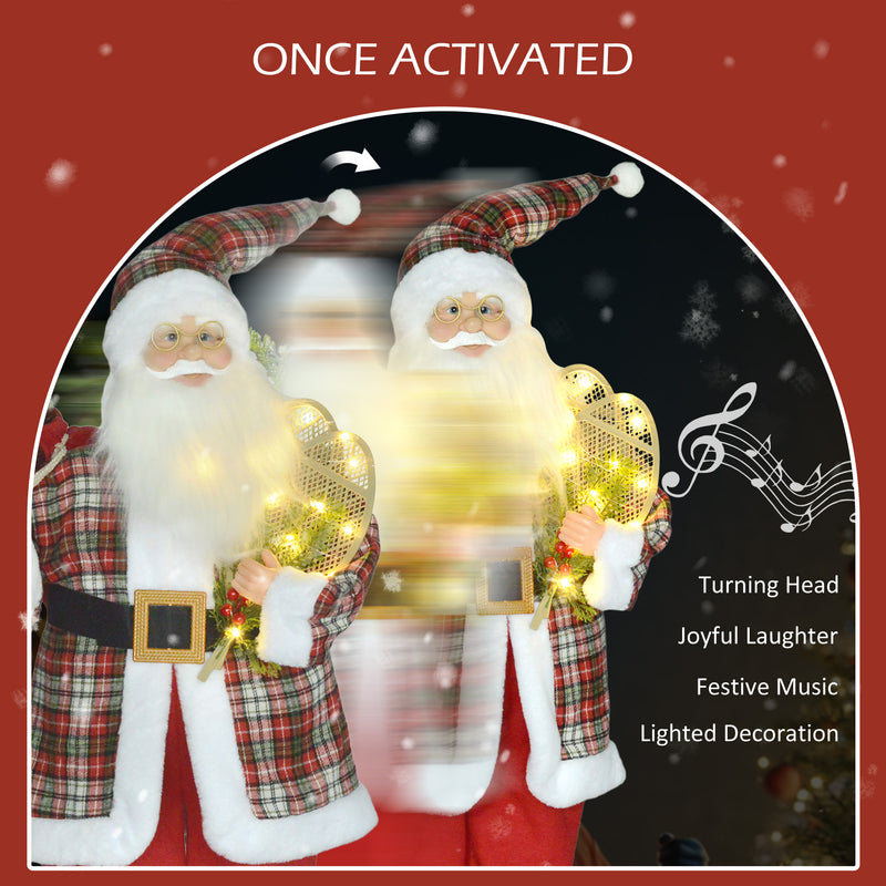 HOMCOM 133cm Animated Life Size Santa Claus with Sound Activated for Party