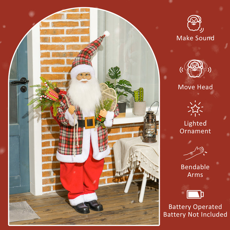 HOMCOM 133cm Animated Life Size Santa Claus with Sound Activated for Party