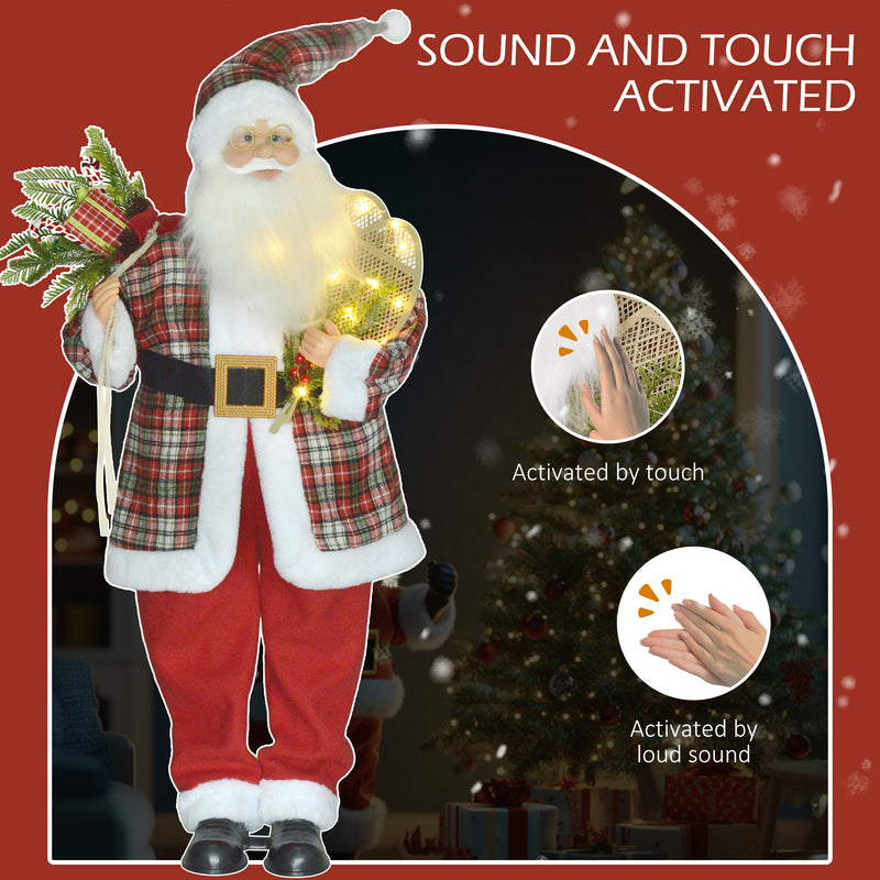 HOMCOM 133cm Animated Life Size Santa Claus with Sound Activated for Party