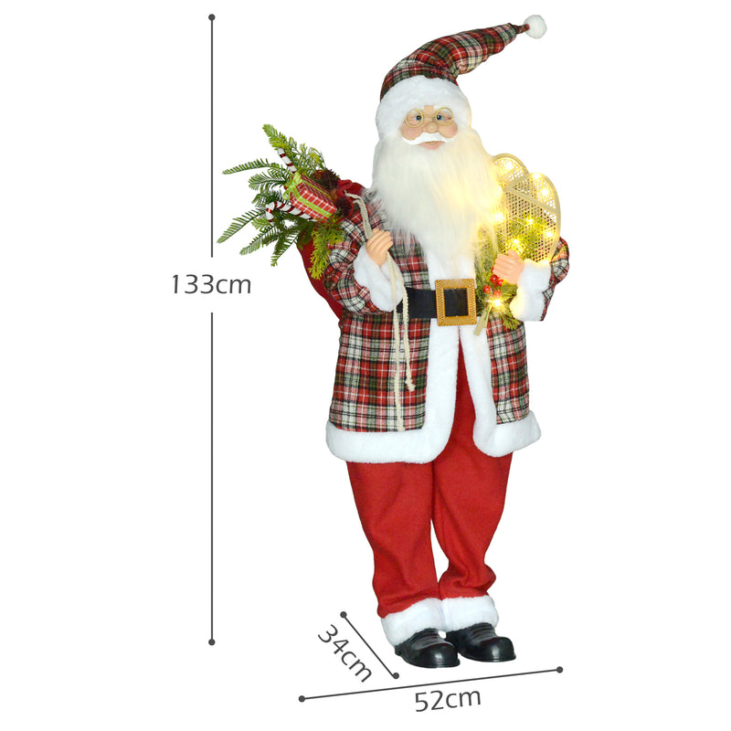 HOMCOM 133cm Animated Life Size Santa Claus with Sound Activated for Party