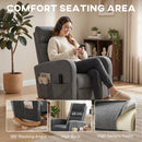 HOMCOM Upholstered Rocking Chair With Retractable Footrest Grey