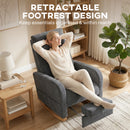 HOMCOM Upholstered Rocking Chair With Retractable Footrest Grey