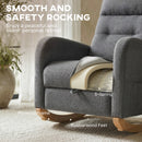HOMCOM Upholstered Rocking Chair With Retractable Footrest Grey