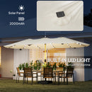 Outsunny Double Sided Garden Parasol With 48 Solar LED Lights 4.6m Cream White