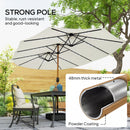 Outsunny Double Sided Garden Parasol With 48 Solar LED Lights 4.6m Cream White