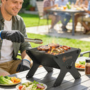 Outsunny 2-In-1 Portable BBQ Grill and Camping Fire Pit with Gloves