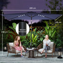 Outsunny 3 x 2 m Garden Parasol Umbrella with Light, Outdoor Patio Umbrella
