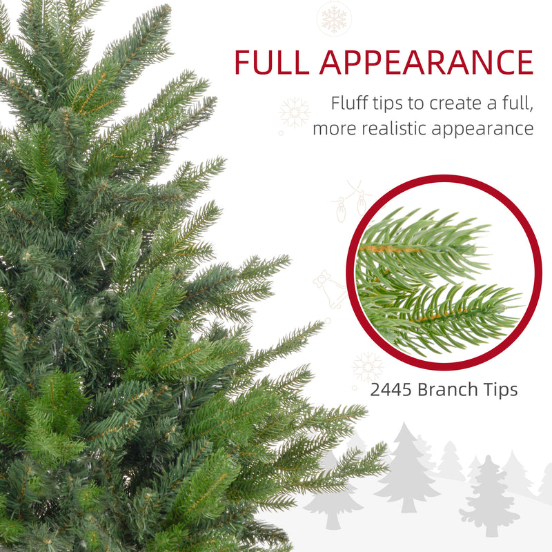 HOMCOM Artificial Christmas Tree with Metal Base, Hinged Branches