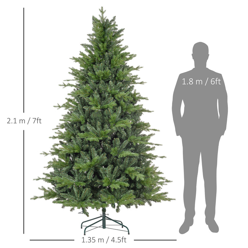 HOMCOM Artificial Christmas Tree with Metal Base, Hinged Branches