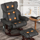 HOMCOM Massage Recliner Chair with Footstool and Adjustable Backrest