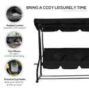 Outsunny 2-in-1 Garden Swing Chair for 3 Person w/ Adjustable Canopy Black