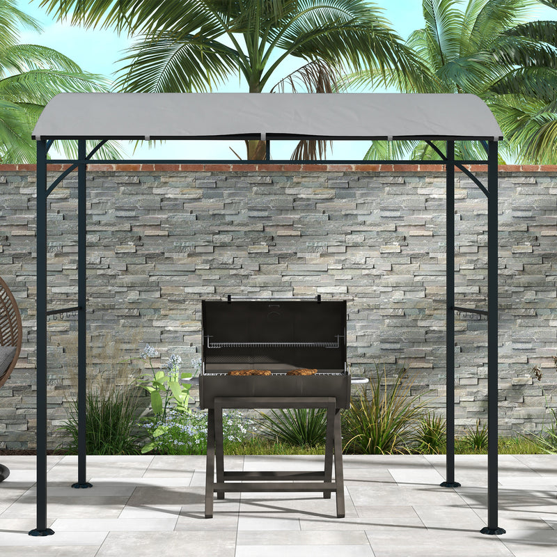 Outsunny 2.2 x 1.5 m BBQ Gazebo Tent Sun Shade with Canopy and 10 Hooks, Grey