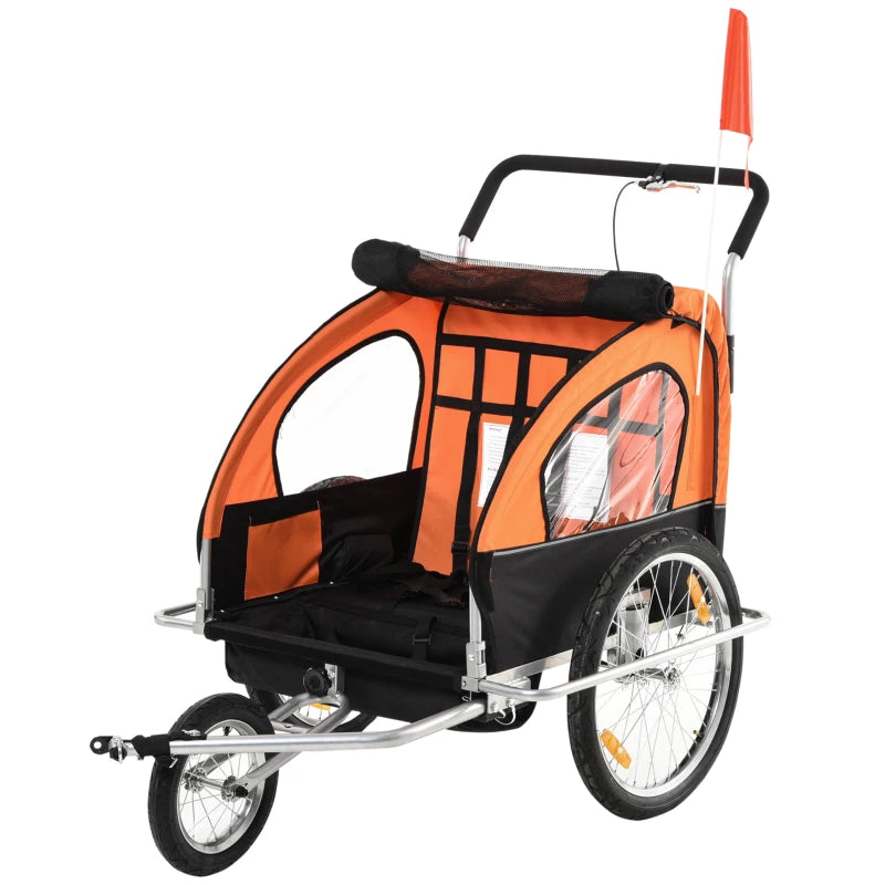 HOMCOM Collapsible Bike Trailer for Kids - Orange