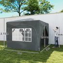Outsunny 3 X 3(m) UPF50+ Pop Up Gazebo With Sides And Carry Bag, Dark Grey