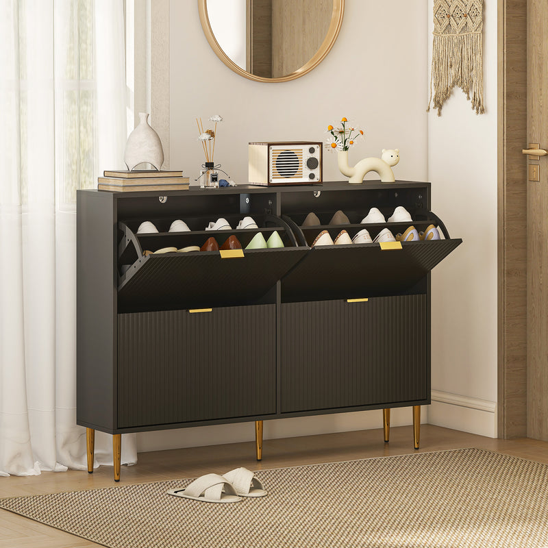 HOMCOM Slim Shoe Storage Cabinet with 4 Flip Drawers for Hallway