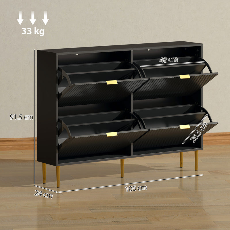 HOMCOM Slim Shoe Storage Cabinet with 4 Flip Drawers for Hallway