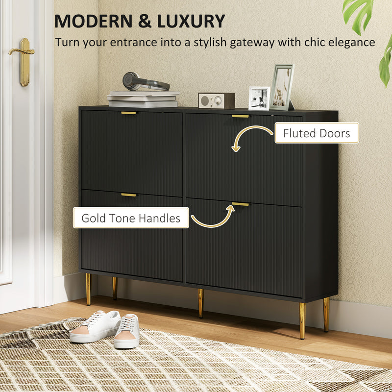HOMCOM Slim Shoe Storage Cabinet with 4 Flip Drawers for Hallway