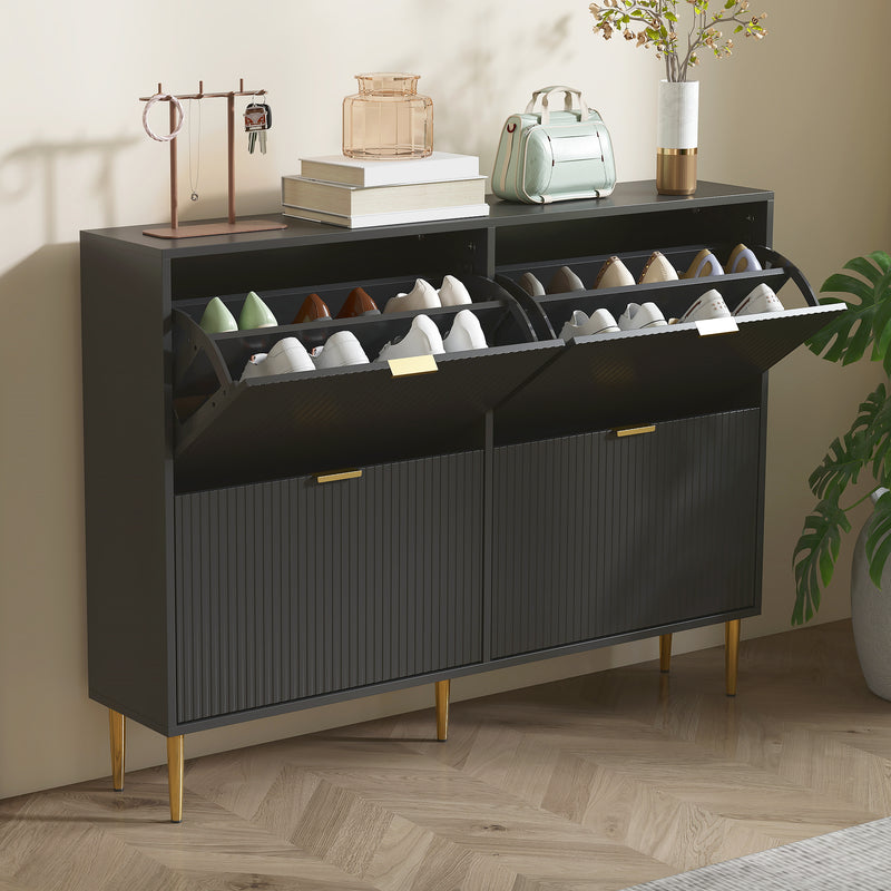 HOMCOM Slim Shoe Storage Cabinet with 4 Flip Drawers for Hallway