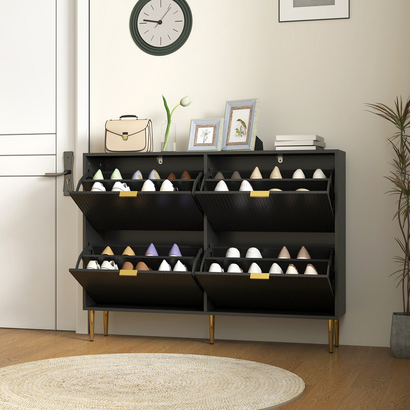 HOMCOM Slim Shoe Storage Cabinet with 4 Flip Drawers for Hallway