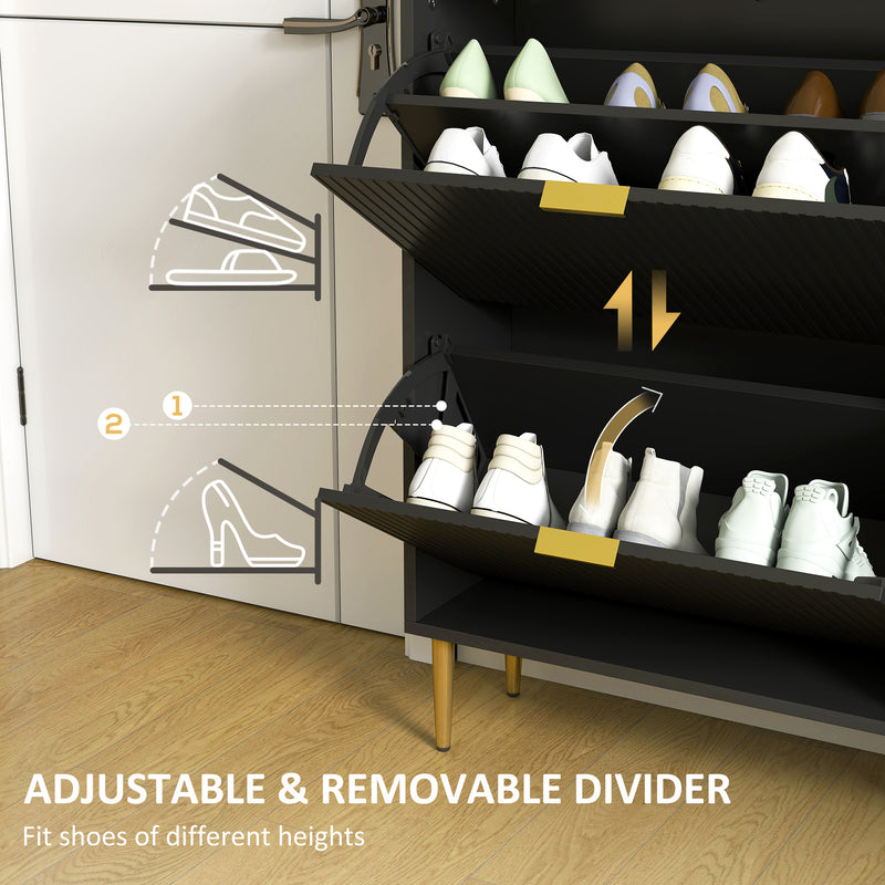 HOMCOM Slim Shoe Storage Cabinet with 4 Flip Drawers for Hallway