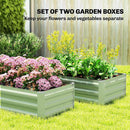 Outsunny Set Of 2 Raised Garden Bed Galvanised Planter Box, Light Green
