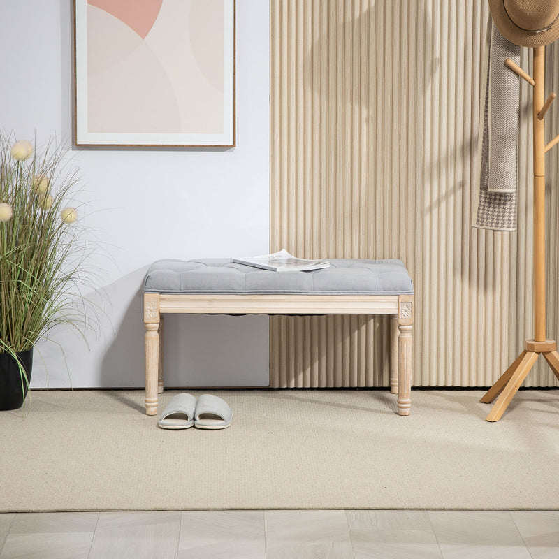 HOMCOM End of Bed Bench Tufted Upholstered Foot Stool
