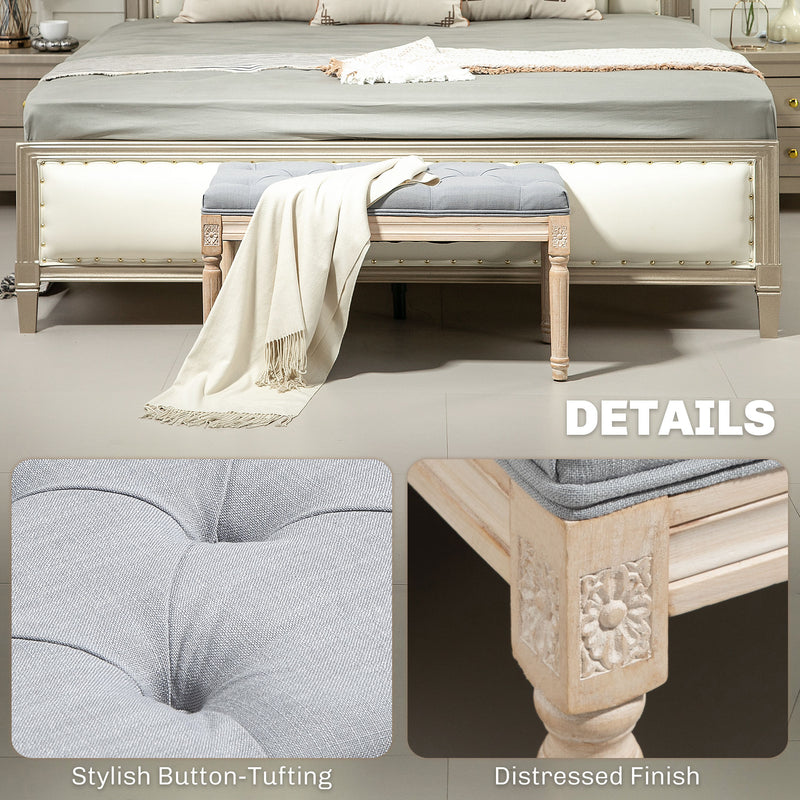 HOMCOM End of Bed Bench Tufted Upholstered Foot Stool
