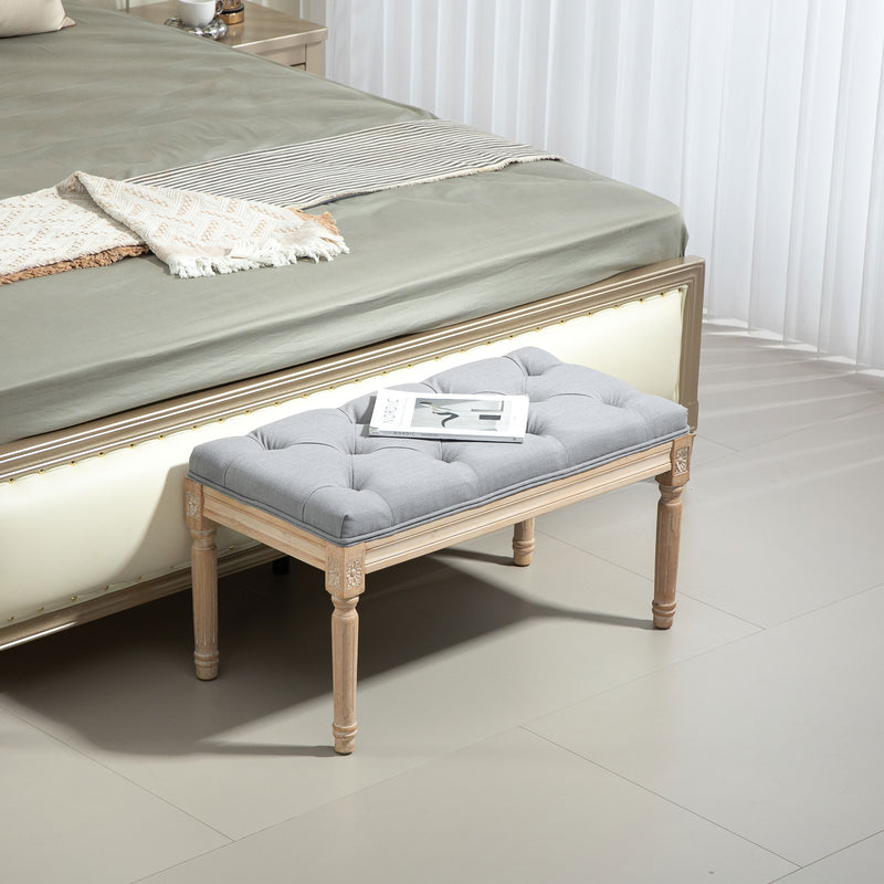 HOMCOM End of Bed Bench Tufted Upholstered Foot Stool