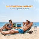 Outsunny 2 Pcs Foldable Sun Loungers, Beach Lounger with Adjustable Back