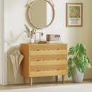 HOMCOM Chest of Drawers, 3 Drawer Dresser Steel Legs and Wooden Top, Oak
