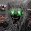 HOMCOM Halloween Skeleton Werewolf Animatronic Prop with Light Up Eyes